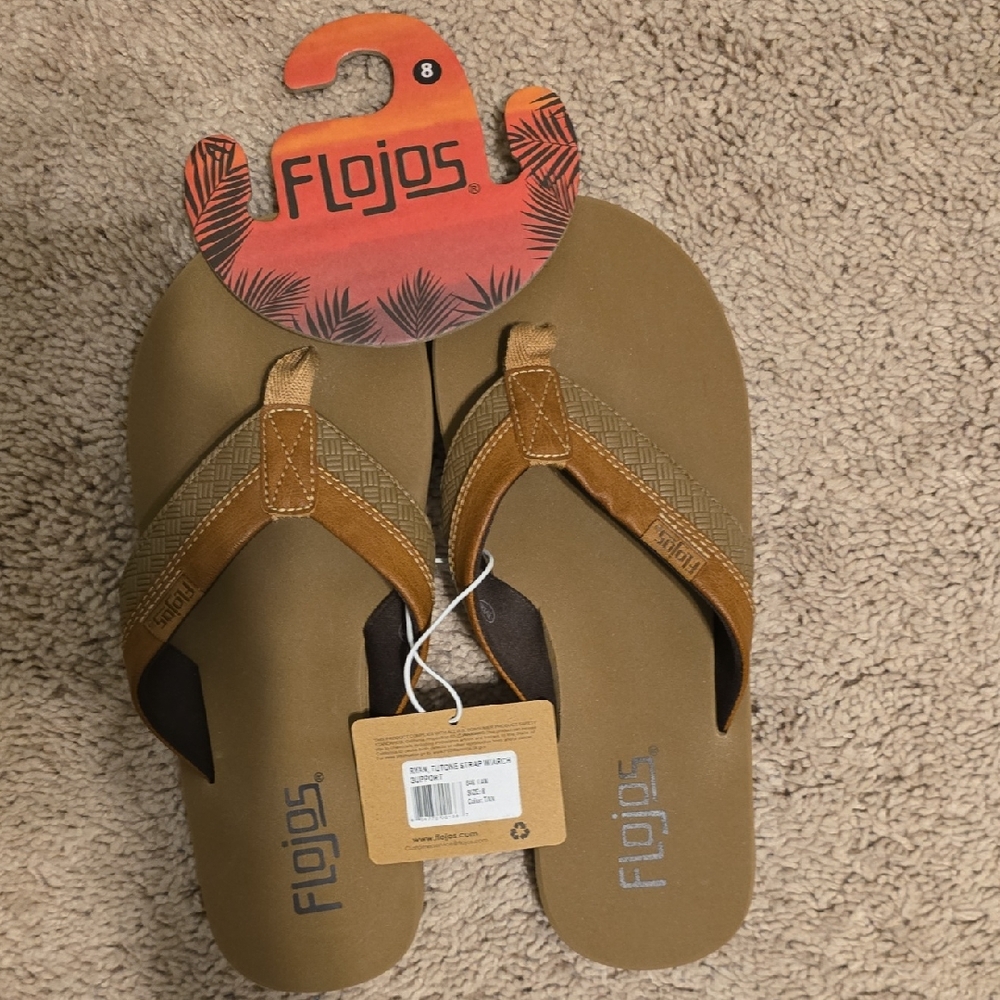 Flojos Brown Flip Flops Size 8